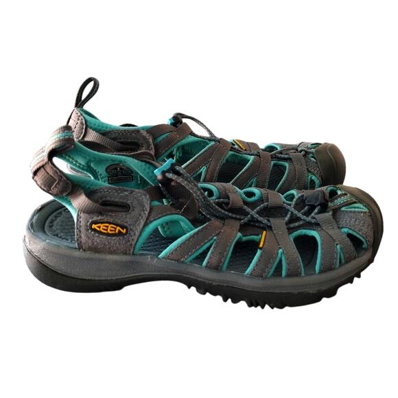 Keen Whisper Closed Toe Hiking Sandals in Gray/Teal Women's US 8 Fisherman Style - Picture 1 of 8